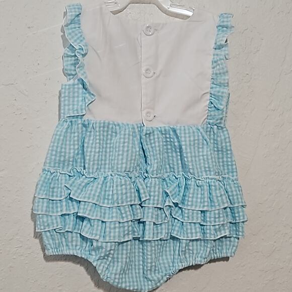 New gingham sunsuit ruffles 12-18 months - Picture 2 of 8